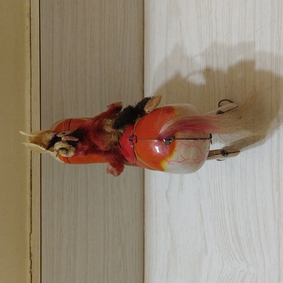 Vintage Monkey Riding Horse Tin Litho Wind Up Toy (Missing Key) - Picture 4 of 4